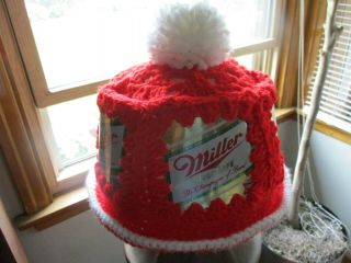 Vintage Miller High Life Beer Can Hat Crochet