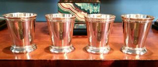 4 Silver Plate Julep Cups 3.  25 Inches Cocktail Barware Derby No Damage Vase