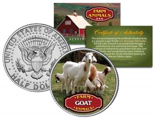 Goat Collectible Farm Animals Jfk Kennedy Half Dollar U.  S.  Colorized Coin