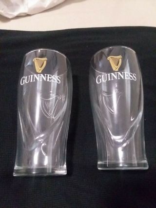 Guinness Embossed Pint Glass Set 2 Pack 16oz Drinking Collectible Glassware