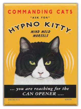Retro Cats Refrigerator Magnets: Hypno Kitty | Vintage Advertising Art