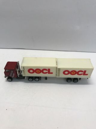 1981 Zee Toys Ho Scale Big Rigs Mack Semi - Trailer W/2 Oocl Containers Hong Kong