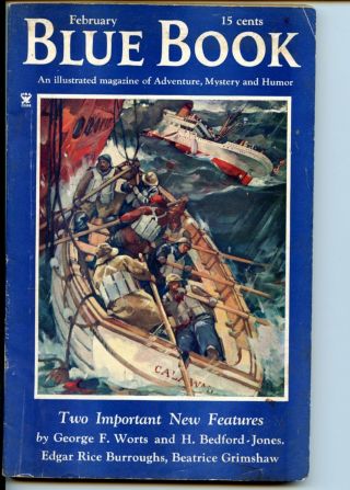 Blue Book,  February 1935 Pulp,  Edgar Rice Burroughs,  H.  Bedford - Jones