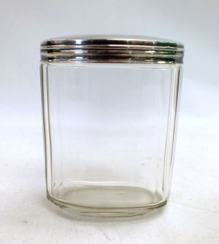 Antique Sterling Silver Lid Glass Jar Container London 1894 Ghj Hallmarked - P21