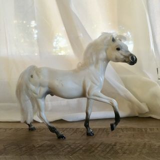Vintage Grand Champion Horse Model Gelding Stallion Gray White 1990s Quarter