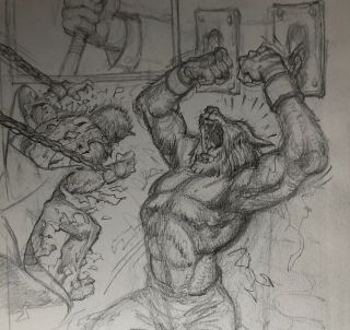 MIKE PLOOG Pen And Ink Art THICKER THAN BLOOD HUGE WEREWOLF IMAGE 2