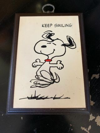 Dancing Snoopy Keep Smiling Wall Plaque Springbok 1971