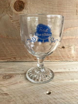 Pabst Blue Ribbon Vintage Goblet Style Beer Glass