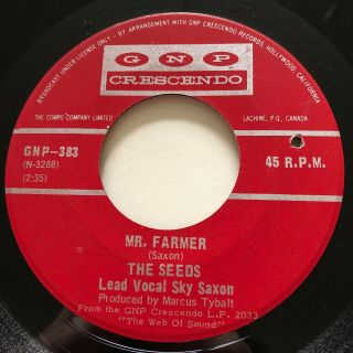Garage Punk The Seeds Mr.  Farmer Gnp Crescendo 45 Rare Canadian Pressing Nm