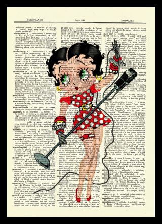 Betty Boop Dictionary Art Print Poster Picture Vintage Book Collectible