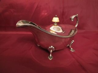 Vintage Silver Plated Georgian Style Sauce/gravy Boat With Lid Circa 1921