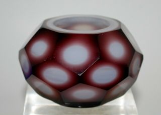 Chinese Peking Glass Amethyst And White Cut Overlay Small Bowl.