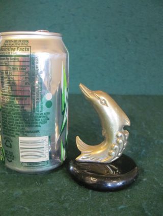 VINTAGE 3 1/2 INCH BRASS DOLPHIN JUMPING FROM WAVE PAPER WEIGHT 2