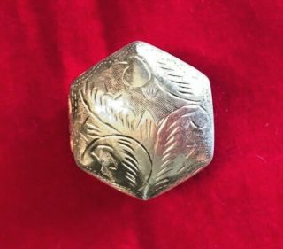 Vintage Sterling Silver (marked 925) Etched Mini Pill Snuff Box