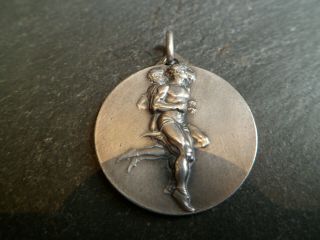 Very Rare Antique Solid Silver High Relief Albert Pocket Watch Chain Fob Medal