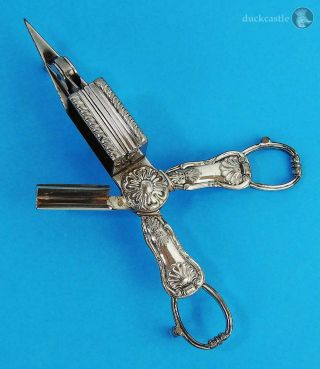 Early 19th Century Close Silver Plate Candle Snuffer Wick Trimmers Warranted
