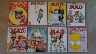 Vintage Mad Magazines From 1990.  8 Issues: 292 Through 299.  Entire Year