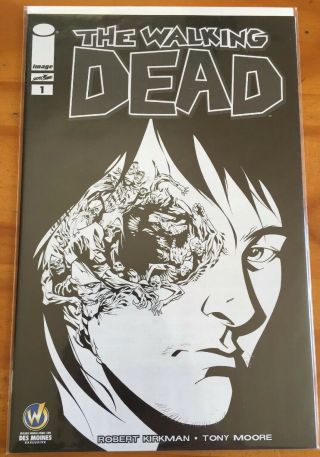 The Walking Dead 1 Wizard World Comic Con Des Moines Exclusive Variant B&w Nm