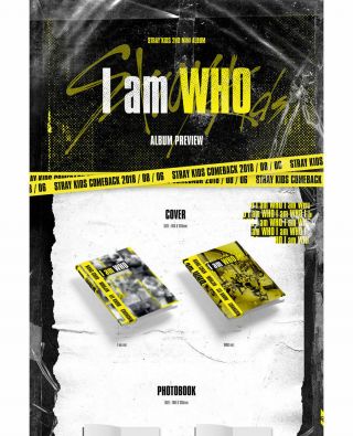 STRAY KIDS [I AM WHO] 2nd Mini Album WHO Ver CD,  PhotoBook,  3Card,  Poster (On),  GIFT 5