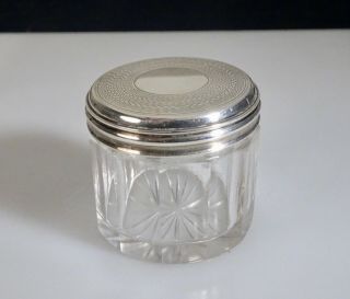 Antique 1847 Victorian Small Vanity Jar Sterling Silver Lid - 56176