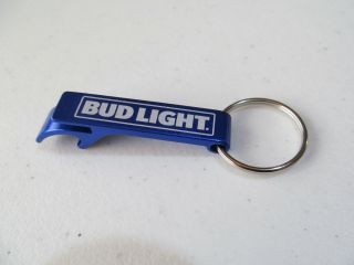 Bud Light Bottle Opener Keychain Metal Blue Bl Beer Key Ring 2.  25 "