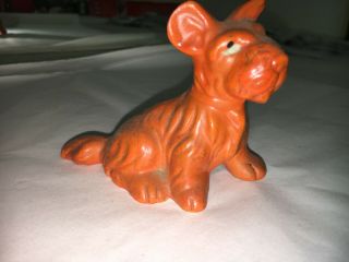 Skye Terrier Dog Sitting Vintage Japan Porcelain Bright Orange