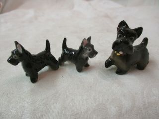 Vintage 3 Miniature Bone China Figurines Scottie Dogs