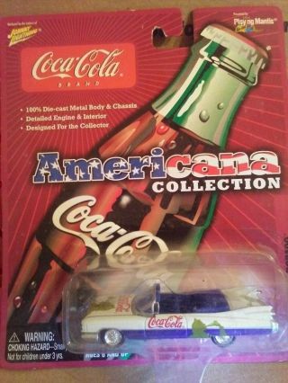 Johnny Lightning Coca - Cola Cars 1959 Cadillac Eldorado White Blue 2003 Americana