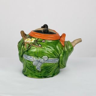 Japanese Banko Ware Pottery Figural Teapot of Fat Samurai Taisho Period Scarce 5