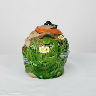 Japanese Banko Ware Pottery Figural Teapot of Fat Samurai Taisho Period Scarce 6