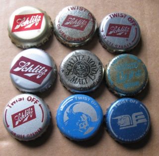 9 Dif Schlitz Brewing Co Discontinued Beer Caps Most 1960 