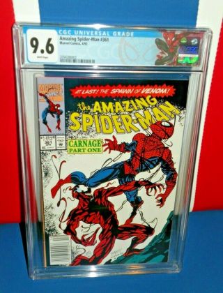 Label Spider - Man 361 Cgc 9.  6 Newsstand 1st Appearance Of Carnage