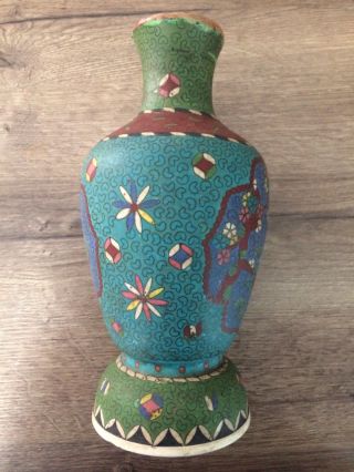 Antique 19th Century Japanese Cloisonne On Pottery Vase (altered Top)