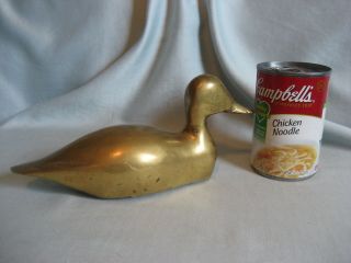 Large Vintage Solid Brass Duck Decoy Bird Figurine 9 " Long