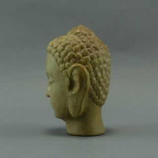 Old Hand carved Jade Green stone Buddha head Statue 6