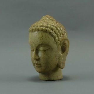 Old Hand carved Jade Green stone Buddha head Statue 7