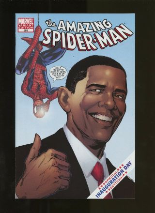 Spider - Man 583 Nm,  9.  6 1 Book (2009) Barack Obama Inauguration Cover