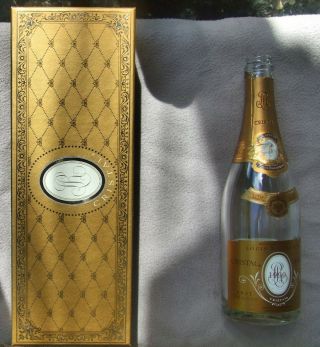 Empty 1990 Louis Roederer Cristal Champagne Bottle & Box