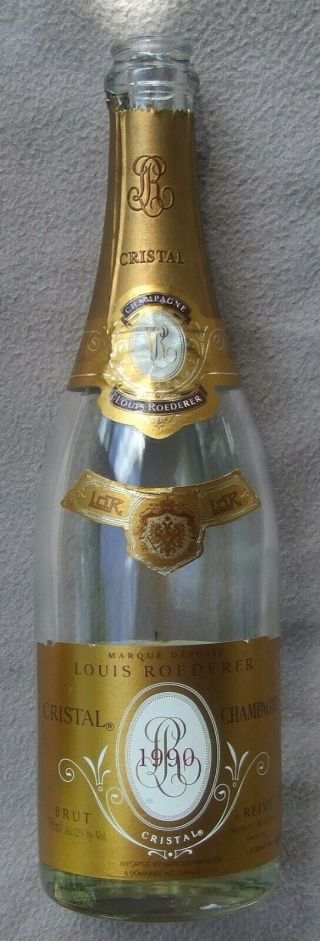 Empty 1990 Louis Roederer CRISTAL Champagne Bottle & Box 3