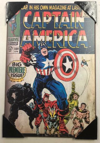 Marvel Captain America 100 Comic Book Cover Wooden Wall Art Silver Buffalo