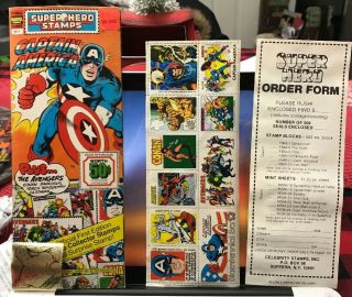 Marvel Hero Stamps,  Superhero Stamps,  Captain America Avengers 1978