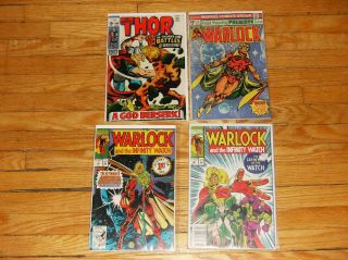 Thor 166 (2nd Him),  Warlock 9,  Warlock And The Infinity Watch 1,  2
