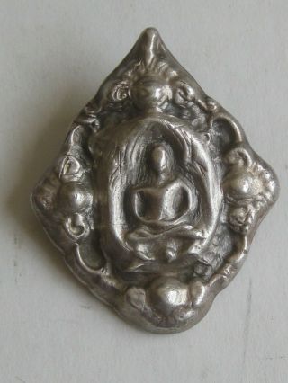 Fine Old Tibetan Chinese Buddha Deity Sterling Silver Necklace Amulet Pendant