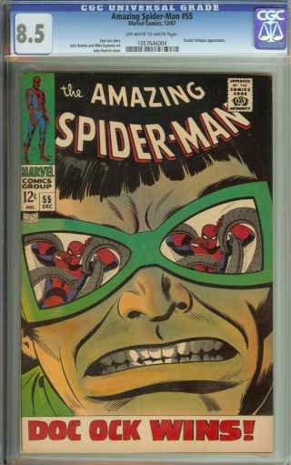 Spider - Man 55 Cgc 8.  5 Ow/wh Pages