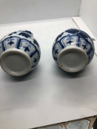 Antique 20C Hand Painted Blue & White Mini Vases With 3D Dragons 9cm H 5