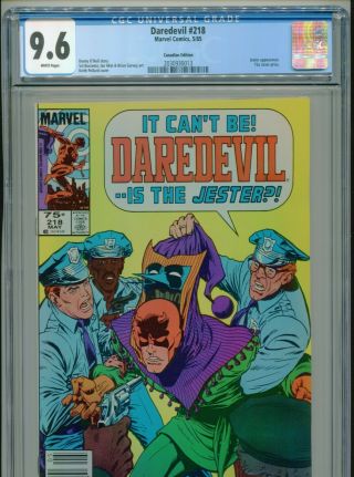 1985 Marvel Daredevil 218 $0.  75 Canadian Price Variant Cgc 9.  6 White Box9