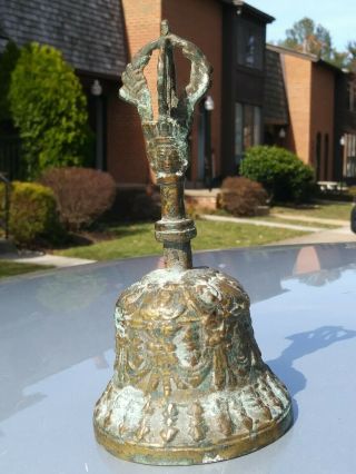 Vintage Tibetan Brass / Bronze Buddhist Temple Bell.  Rare