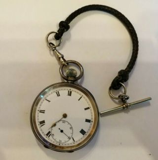 Antique 935 Silver Cased Pocket Watch & Chain But Af
