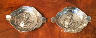 Unusual Antique Solid Silver Travelling Ashtrays