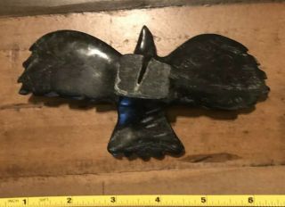 Vintage Hand Carved Bird Black Stone ? Obsidian ?Eagle 2